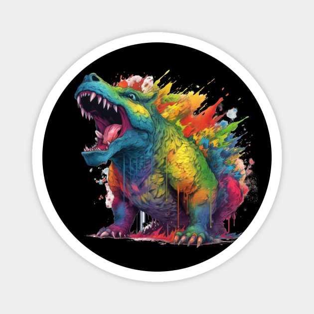 Beast of Radiant Fury: Rainbow Guardian Unleashed Magnet by MerlinArt